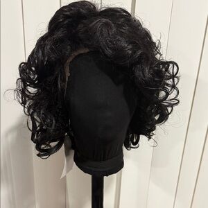 Black Curly Wig for Women Lace front short